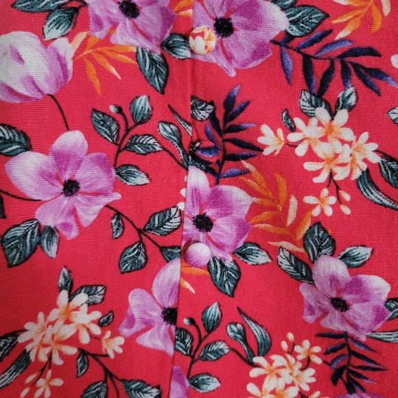 Mi Ami by Francesca's Lori Floral Side Button Mini Skirt Coral - Picture 2 of 10